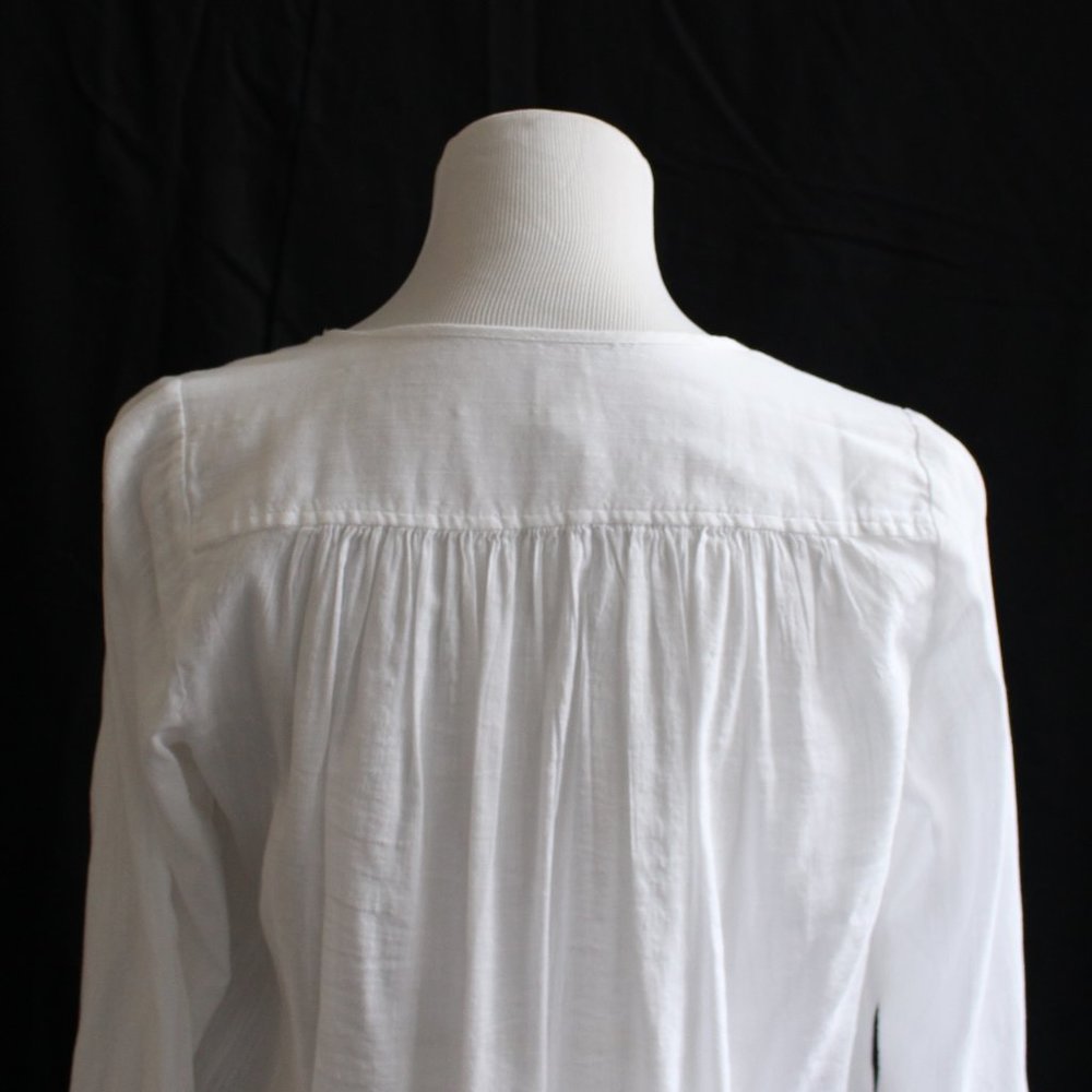 White 3/4 Button Down Collarless Blouse - image 3